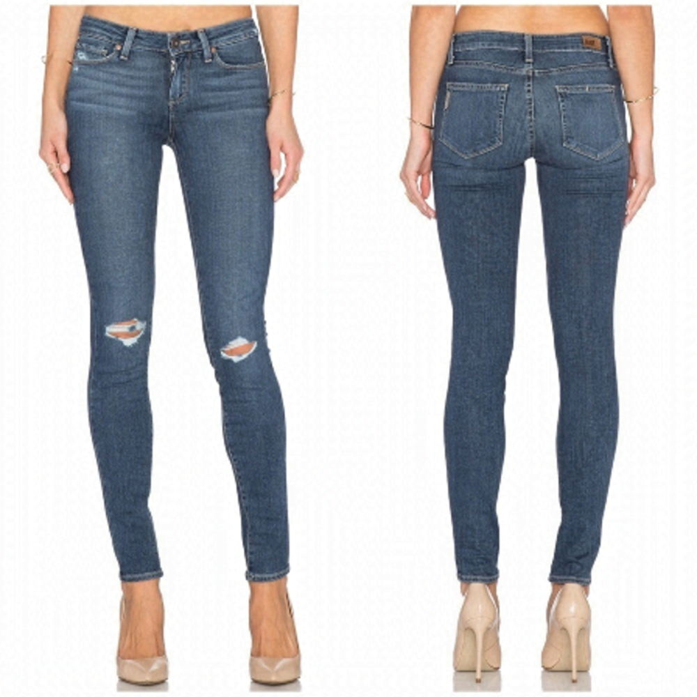PAIGE Verdugo Ultra Skinny Quinnley Destructed Medium Wash Blue Jeans SIZE 26